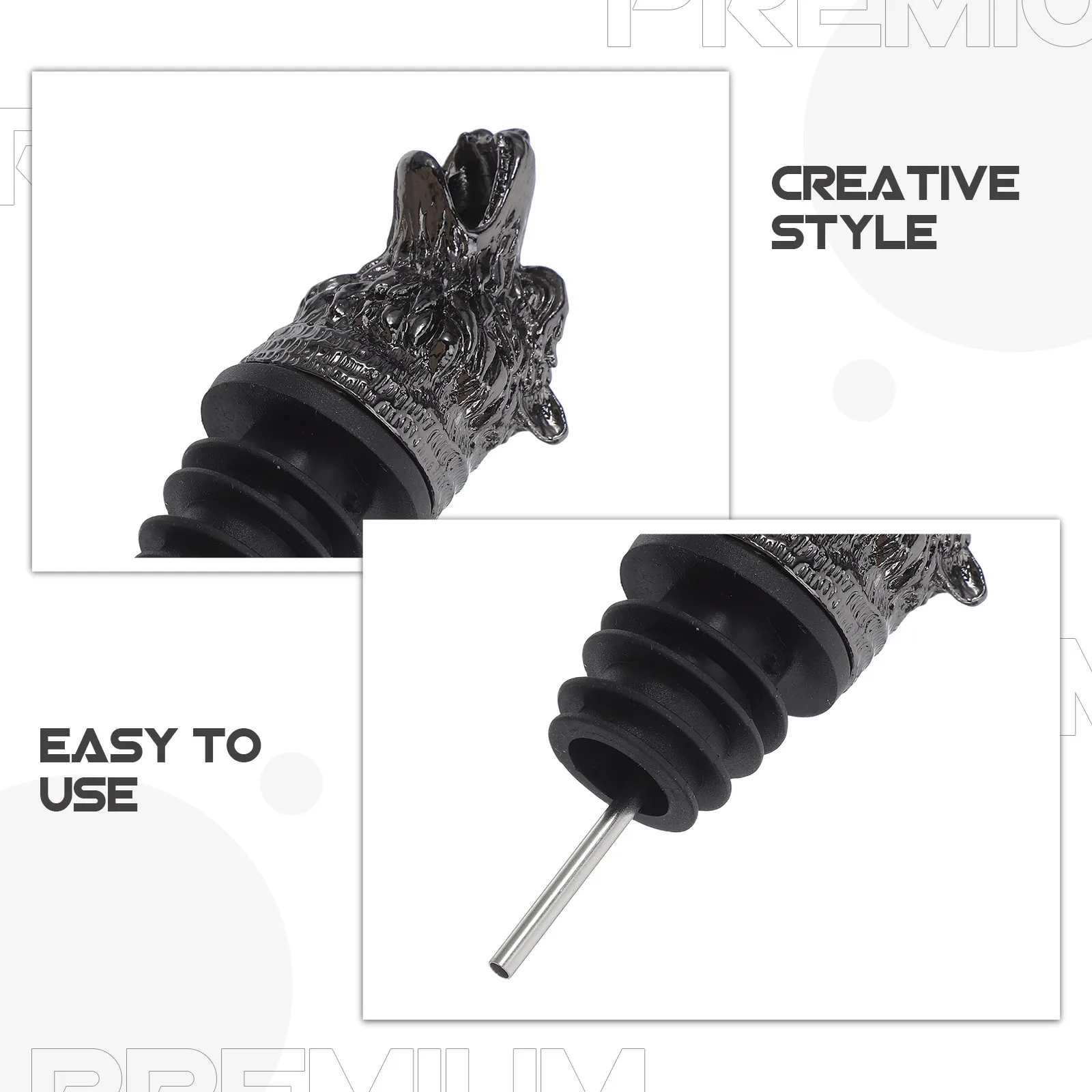 Wolf Head Wine Aerator Pourer Spout Zinc Alloy Drip-Free Red Wine Decanter Enhancer for Parties Bar Accessories Alcohol Bottle