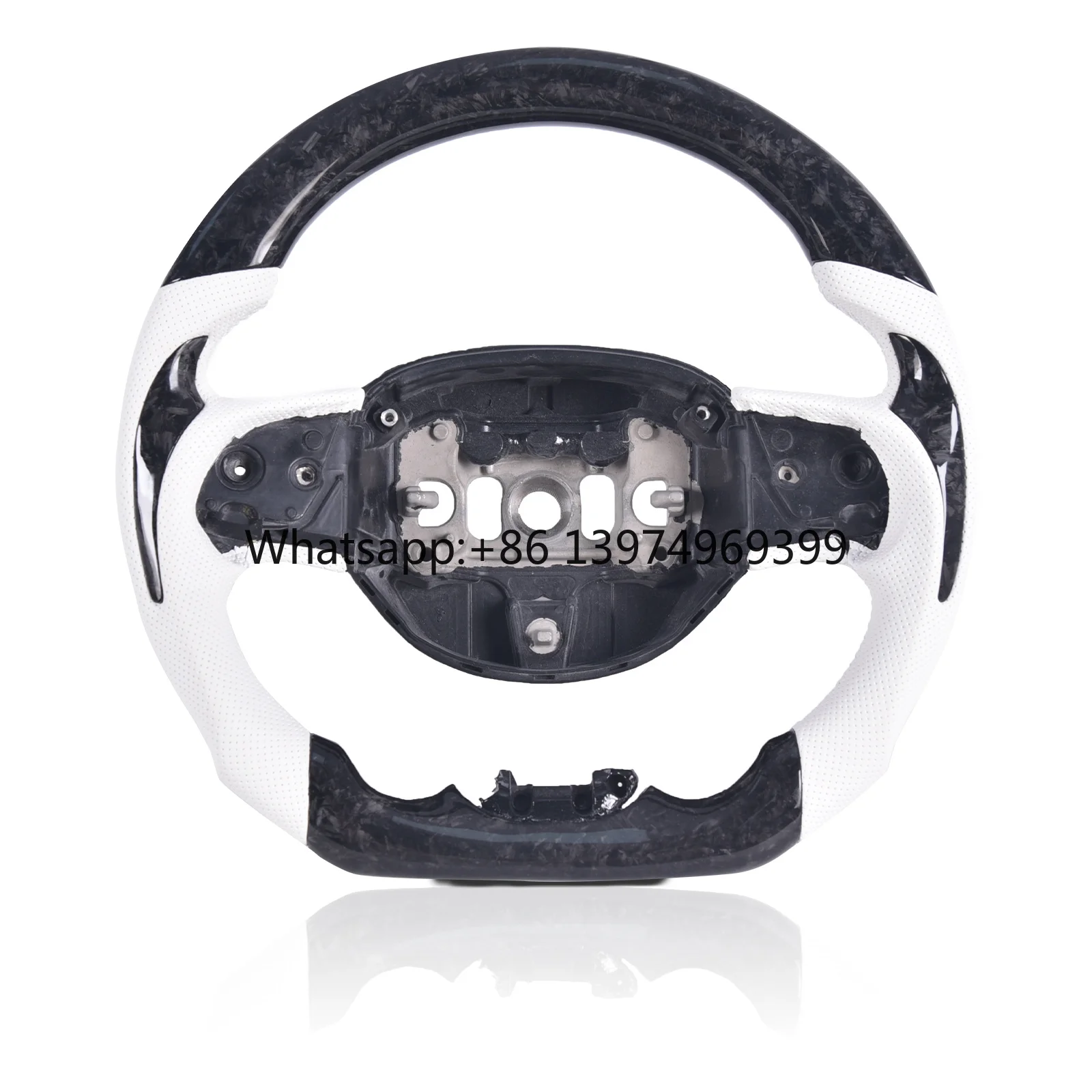 Carbon Fiber D-Shape Flat Bottom Steering Wheel with Perforated Leather Grip for Jeep Grand Cherokee 2014-2020