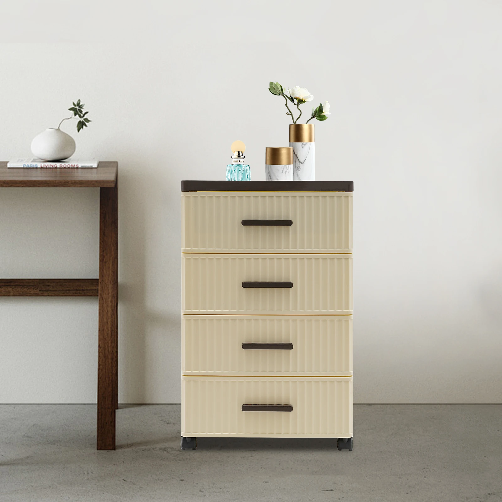 

4-уровневый прикроватный органайзер-шкаф на колесиках, многофункциональный комод с ящиками, тумба для спальни, 35x26x57 см