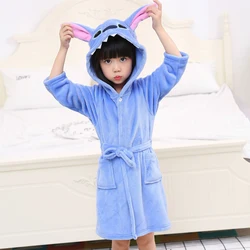 Kids Bathrobe for Girl Children Clothing Girl Flannel Bath Robe Clothes Boy Stitch Cartoon Night Robe Kids Pajamas For Girl