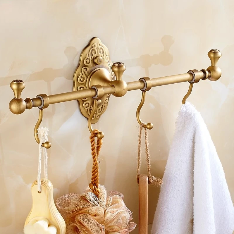 

Antique bathroom, European towel rack, bedroom towel bar all copper, bronze single rod bathroom bathroom pendant