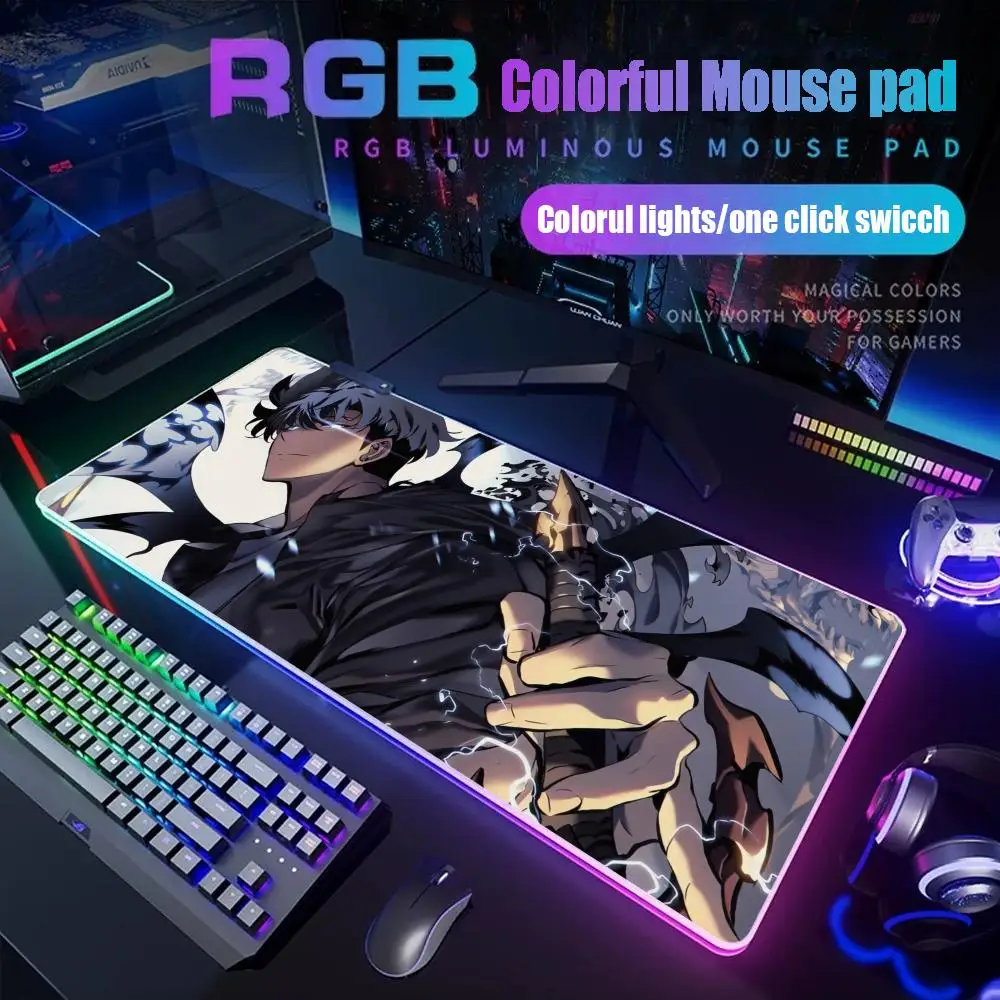 

Sung Jinwoo Mouse Pad Gamer Rgb Desk Mat Back Light Led Mousepad Setup Gaming Accessories Deskmat Big Mousepepad Backlight