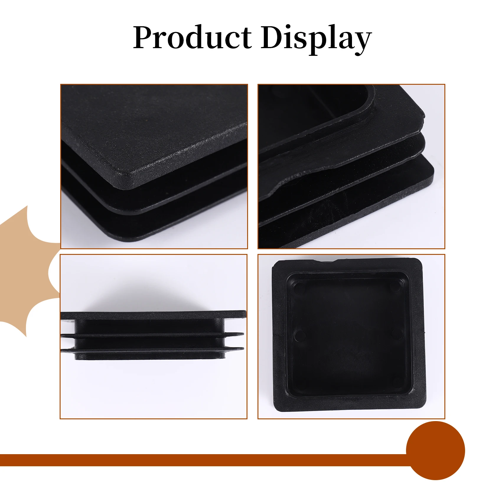 DT20 Square Tube Insert 100x100mm, Plastic Ribbed Furniture Foot Cover, Black Chair Feet Ferrules for Table Legs, 2 Pcs