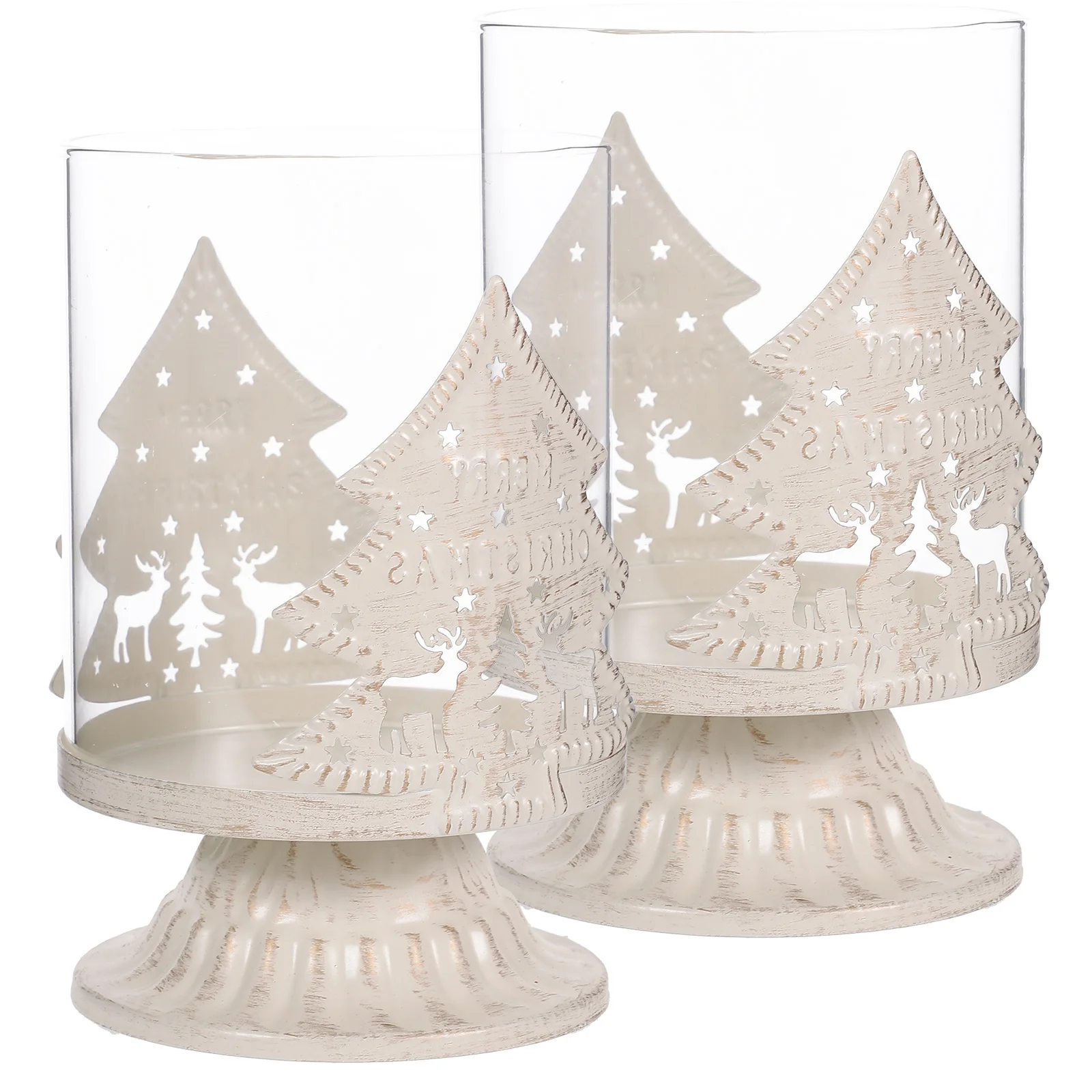 

2Pcs Delicate Christmas Stand Deer Shape Holder for Holiday Decor Fireplace Mantle Tabletop Adornment Gift Idea