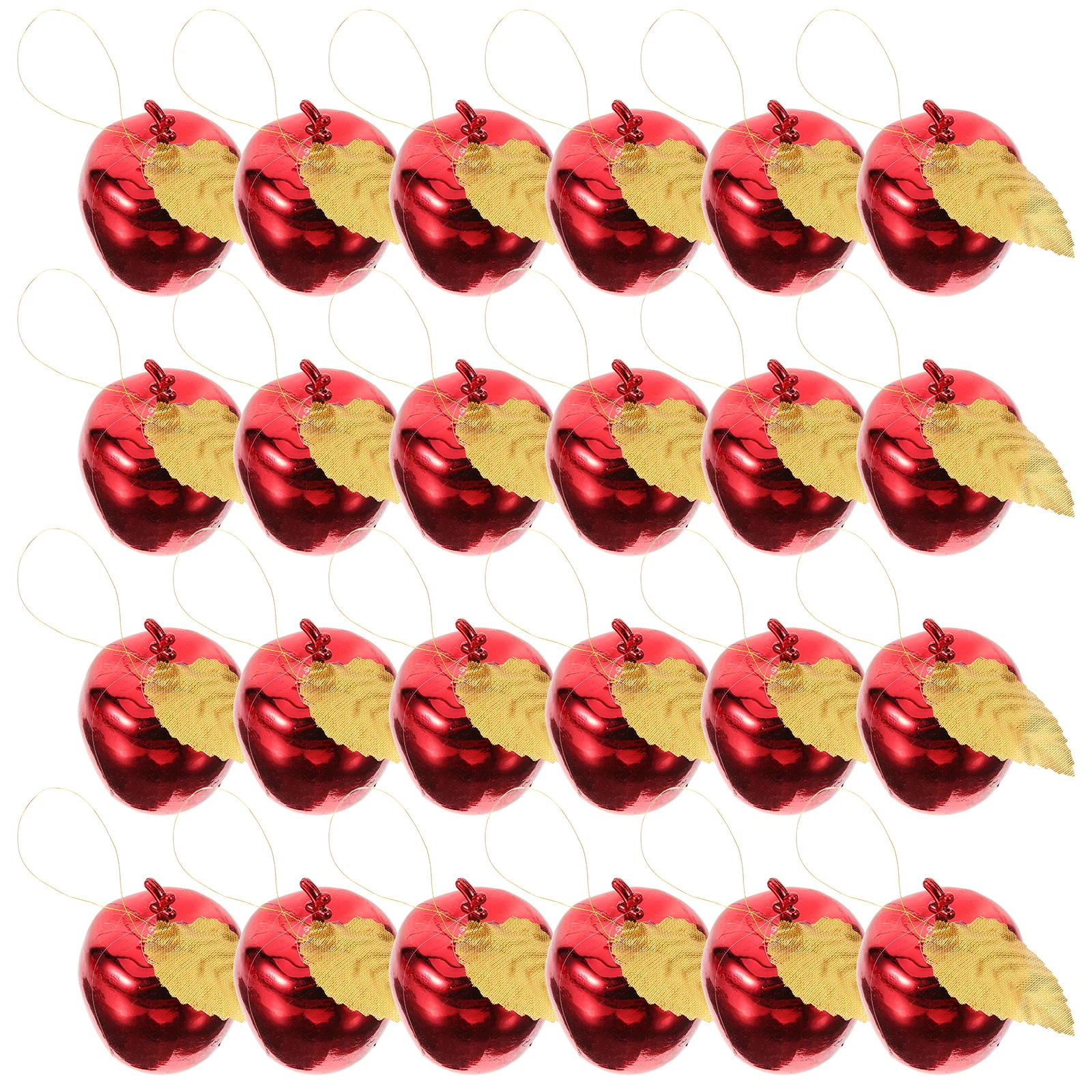 

24pcs Christmas Tree Apple naments Red Simulation Pendants Electroplated Bright Shiny Decor Home Office Festive