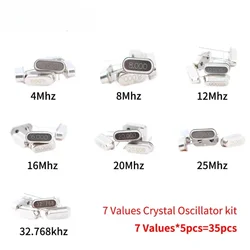 35pcs/Lot Crystal Oscillator Electronic Kit, HC-49S 7 kind DIP Quartz Oscillator 32.768Khz 4Mhz 8Mhz 12Mhz 16Mhz 20Mhz 25Mhz