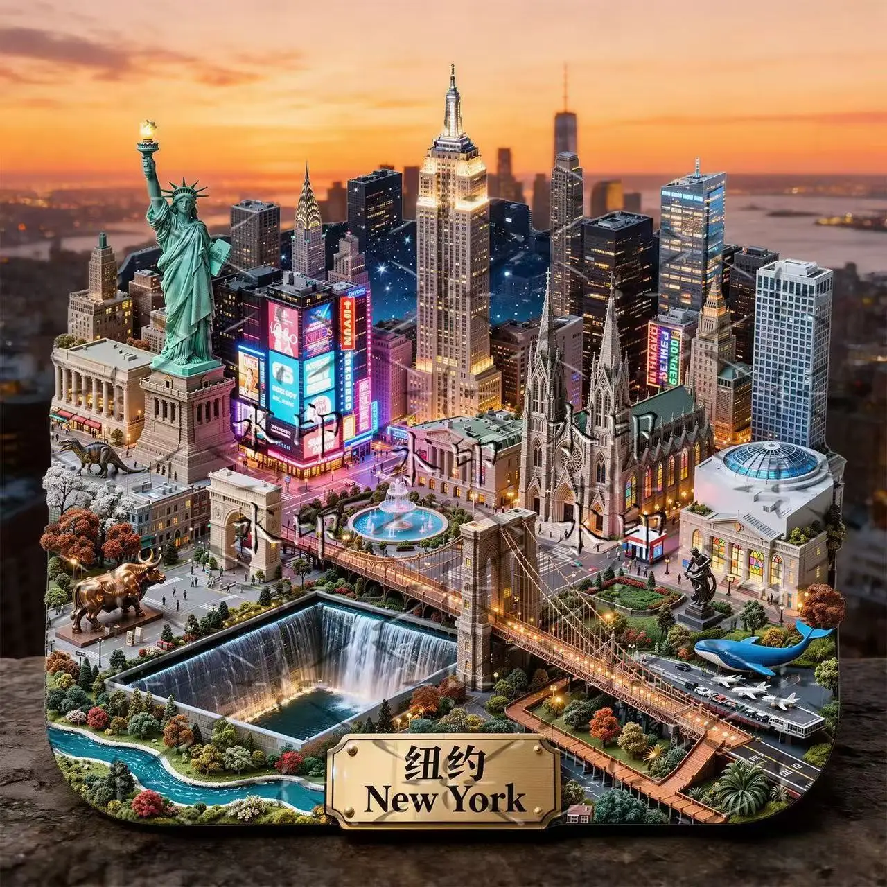 New York USA Statue of Liberty Central Park Metal Fridge Magnet Magnetic Creative Travel Souvenir Gift