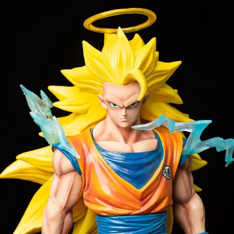 Dragon Ball Anime Figure Super Saiyan Gk Goku Double-Headed Carving With Halo Pvc Statue Model Collection Decoration Toys Gifts