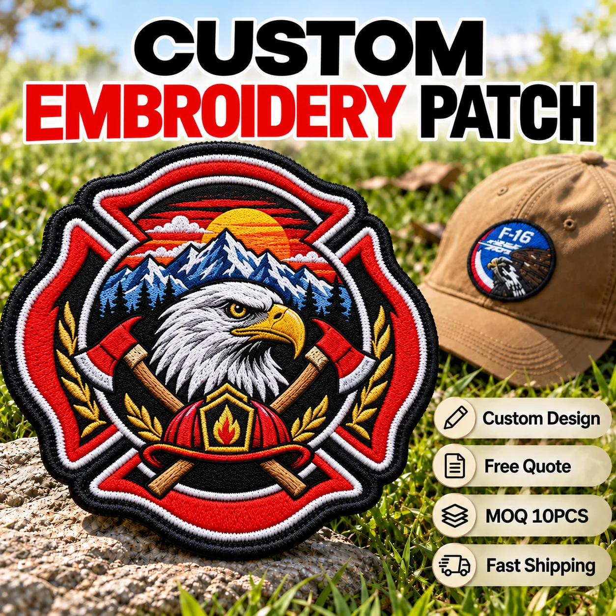 Wholesale Custom Embroidered Patches Personalized Company Logo Embroidery Patches Garment Badges Factory Supplier Bulk Orders