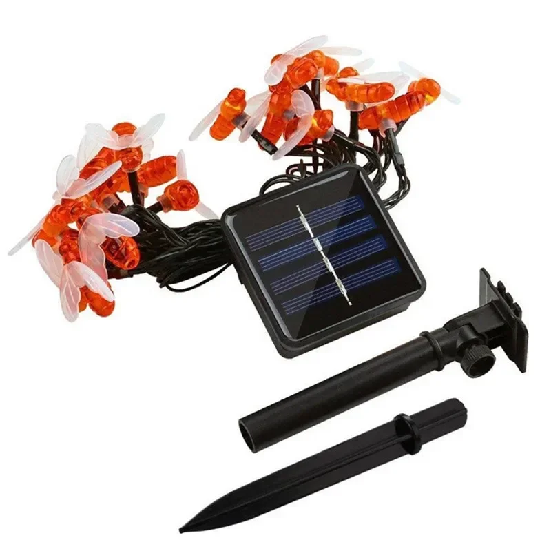 Solar Powered Honey Bee Led String Lights Outdoor Garden Lamp for Fence Patio Grass Wedding Street Tree Decoration