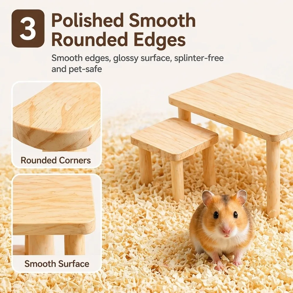 New Small Hamster Scenery Platform Solid Color Functional Wooden Platform Sturdy Playground Climbing Stand Small Pet