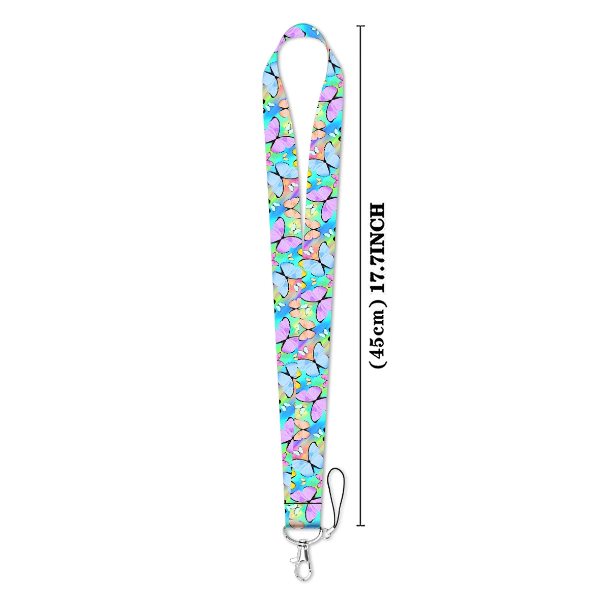 Colorful Butterfly Cartoon Lanyard Card Holder Student Neck Strap for ID Card Straps Badge DIY Hanging Rope Phone Accessories