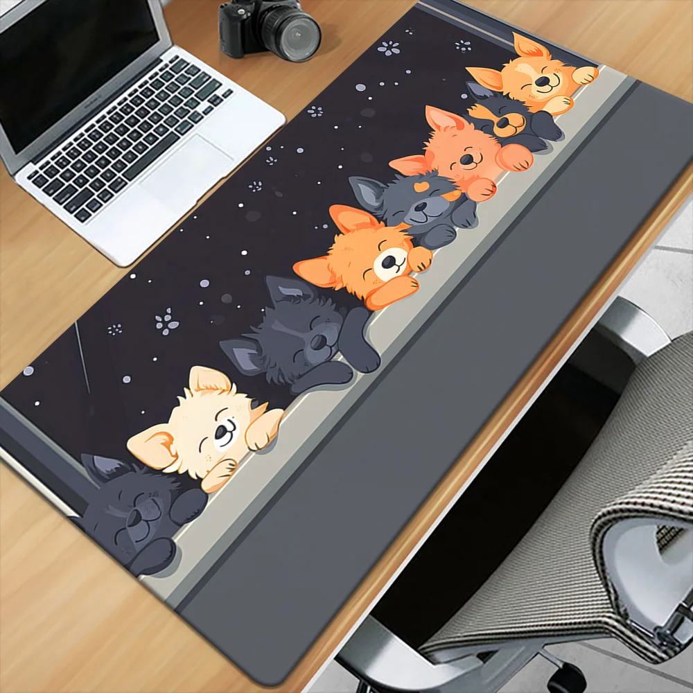 

Cute Puppies by the Window Gaming Mouse Pad - Large Waterproof Desk Mat, Non-Slip Rubber Base, Soft Fabric Surface, Adorable Car