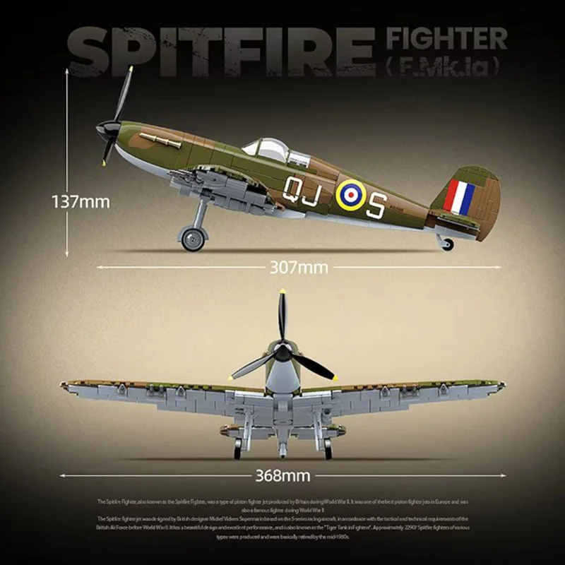 Flaming Fighter Jet Model Building Blocks Toy Set - Warplane Series Includes Mustang BF-109E Yak-1B - Gift for Ages 14+