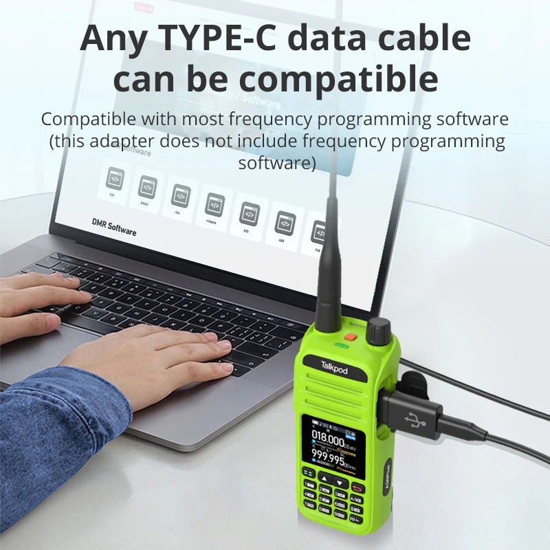 

K-Head to Type-C Walkie-Talkie Programming Cable - Win/Mac/Linux Compatible, Fast Frequency Write, Frosted Shell
