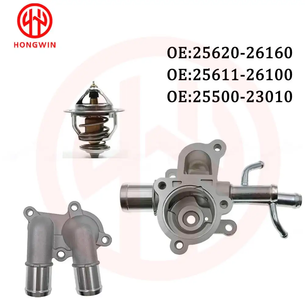 Einlass-Auslass-Wasserthermostatgehäuse für Hyundai Getz Accent 00-06 / KIA Rio 07-11 1.6L 25620-26160 25611-26100 25500-23010