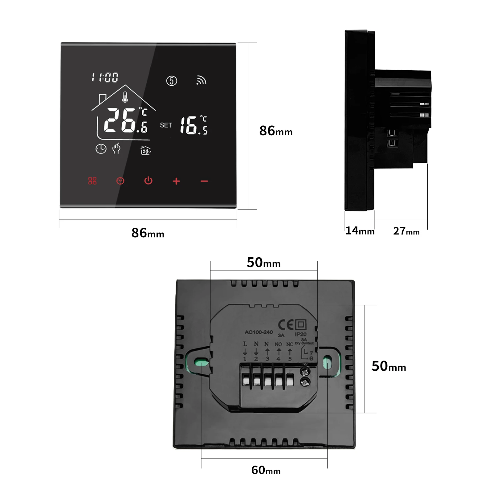 Termostato da pavimento caldo Protable HEAT M4A Tuya WiFi 3A 16A Elettrico/Caldera a gas/Regolatore di temperatura per riscaldamento dell'acqua 1PC