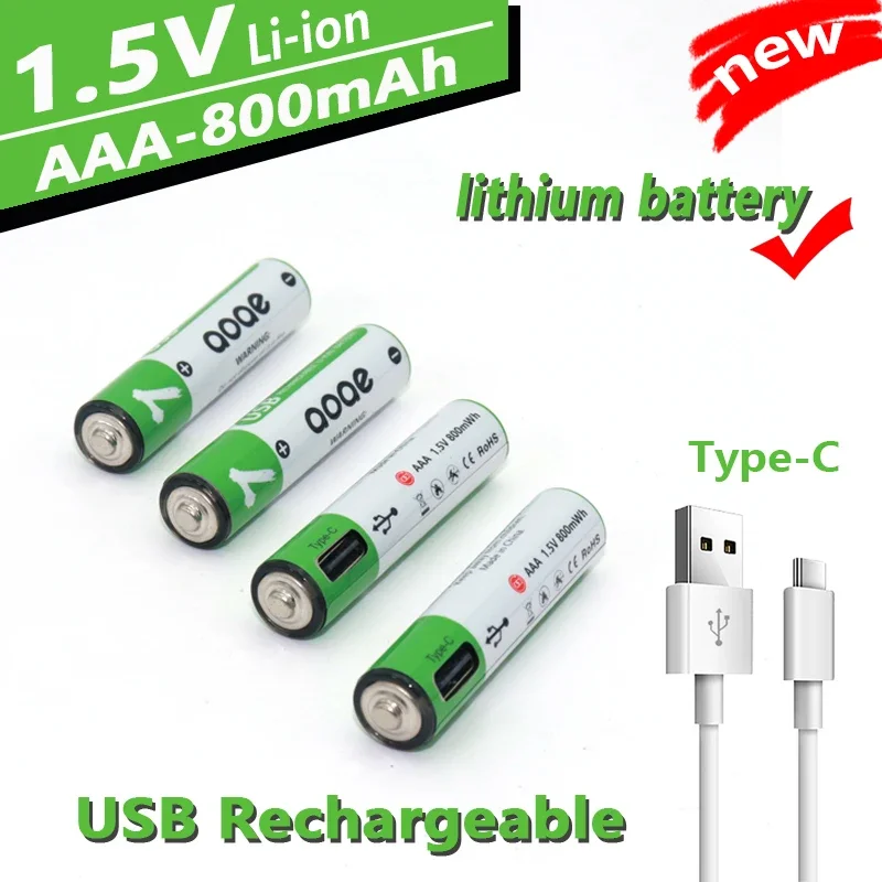 1.5V AAA USB Rechargeable Batteries 800mAh Li-ion Battery For Remote Control Mouse Electric Toy Battery aaa rechargeable battery