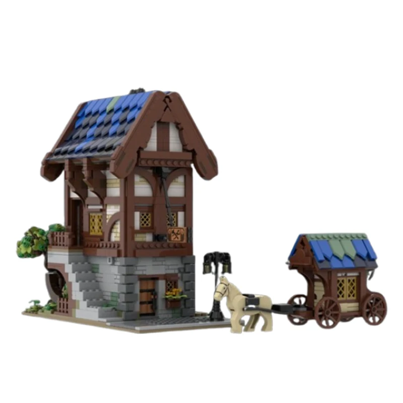 Spot MOC-153710 medievale Street House Architecture Series House Puzzle giocattolo fai da te modello ornamento regalo