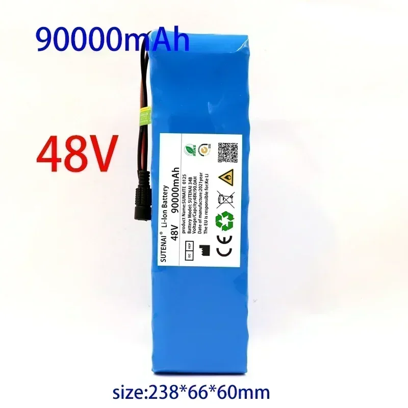 48v90ah 1000W 13s3p 48V 18650 แบตเตอรี่ Li Ion สําหรับ 54.6V E-bike สกู๊ตเตอร์ BMS + 54.6V CHARGER + แบตเตอรี่สํารอง