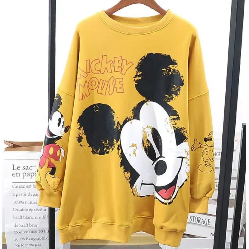 Disney Cartoon Mickey Mouse Print Sweatshirt Women Clothing Girl Coat Long Sleeve Tops Streetwear Spring Autumn Thin Lady Jacket