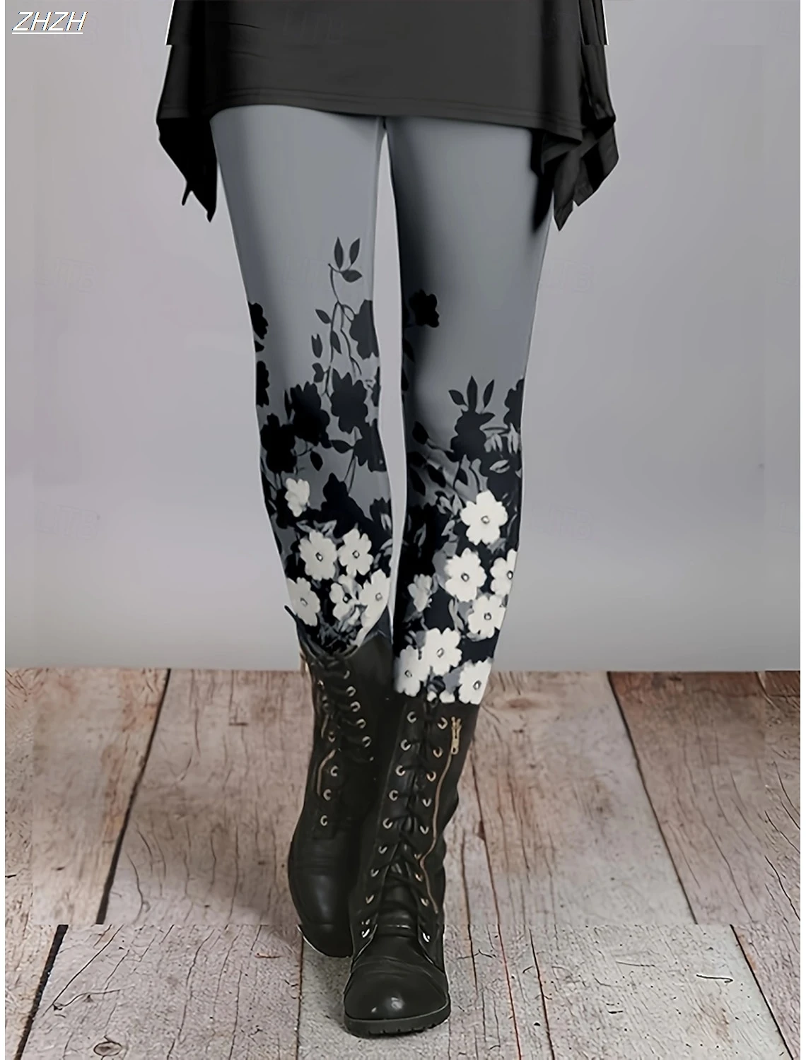 Women's Leggings Natural Floral Printed Pants Polyester Spandex Stretch Elastic Waist ,Control Fall Winter Outdoor Streetwear
