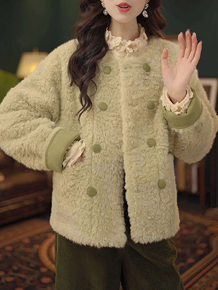 Giacca in Pelliccia d'Agnello da Donna, Cappotto Invernale Imbottito con Fodera in Pile, Caldo e Semplice, Versione con Collo Alto, Maniche Lunghe e Zip