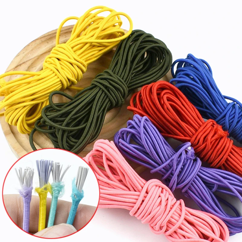 

10-50M 2.5mm Thick Round Bungee Cord Colorful Elastics Rubber Rope for Sewing Shoes Hair Band Elastic String Apparel Strech Tape