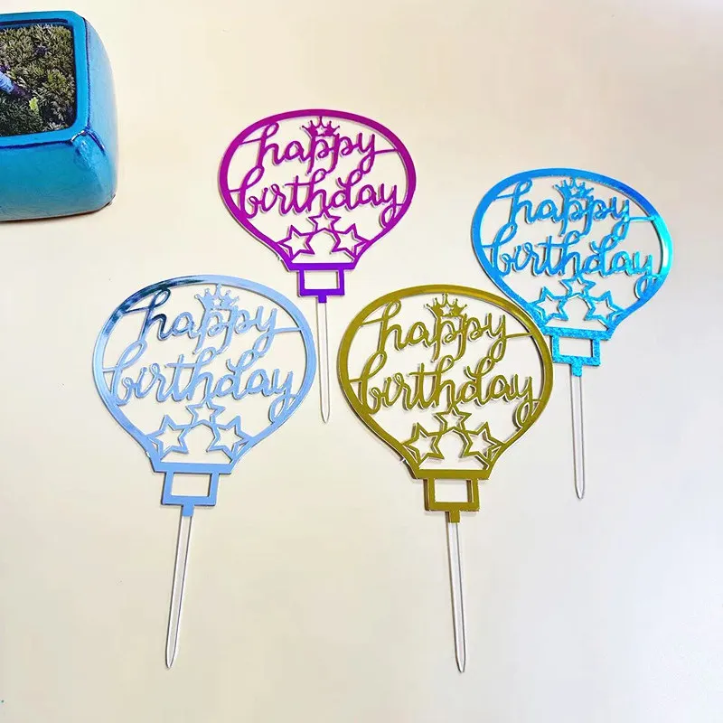 Sparkling Acrílico Feliz Aniversário Bolo Topper, Gold Kid's Birthday Party Bolo Toppers, Baby Shower Presente, Sobremesa Decoração, Novo