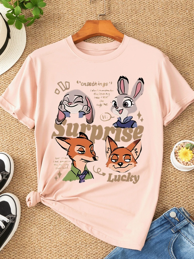 

Potdemiel Zootopia Judy Hopps Футболка Nick Wilde Женская мягкая дышащая футболка с круглым вырезом и сюрпризом Lucky Day Фразы Zootopia