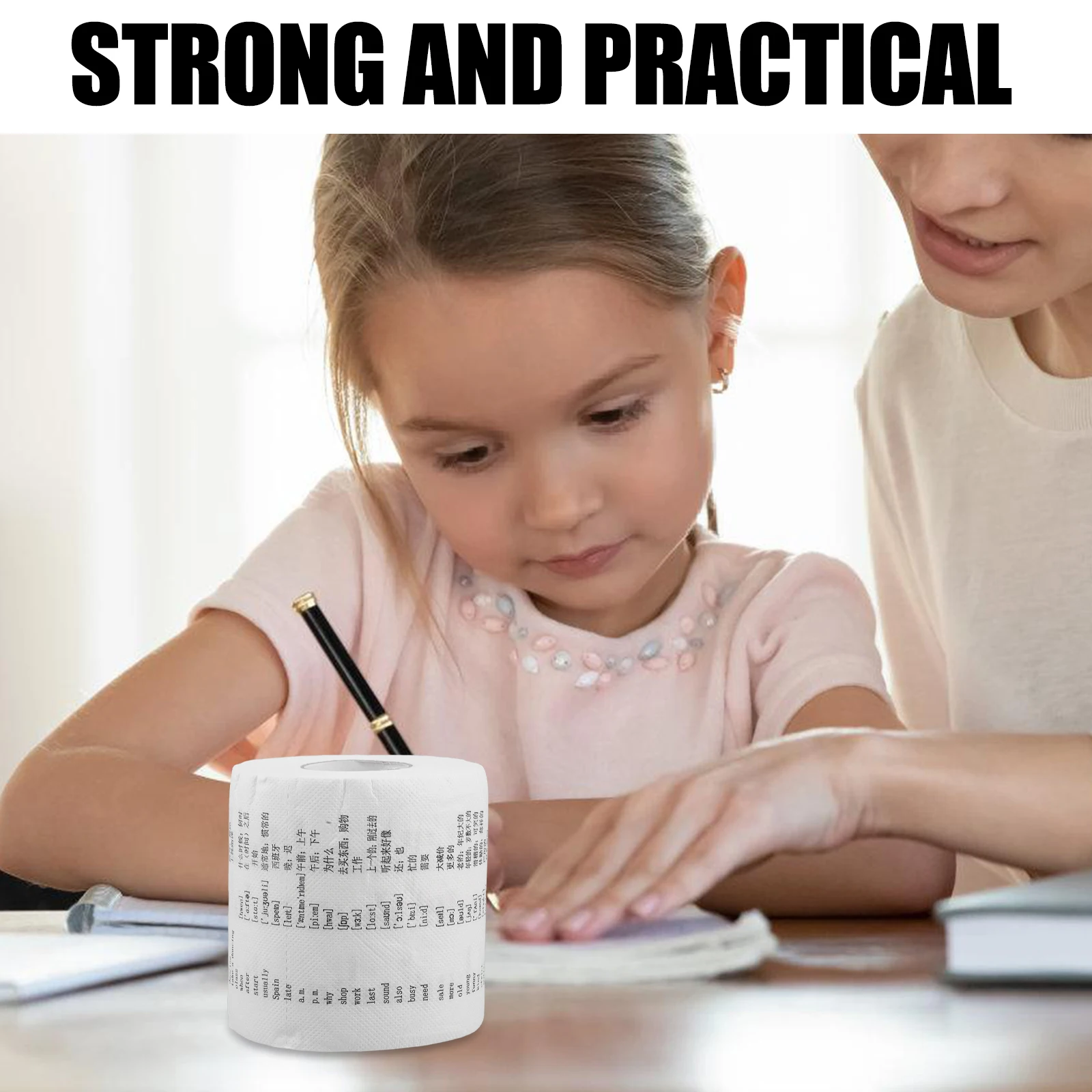 English Toilet Paper Phonetic Symbols Kids Learning Novelty Bathroom Tissue Vocabulary prank roll paper fun games stocking