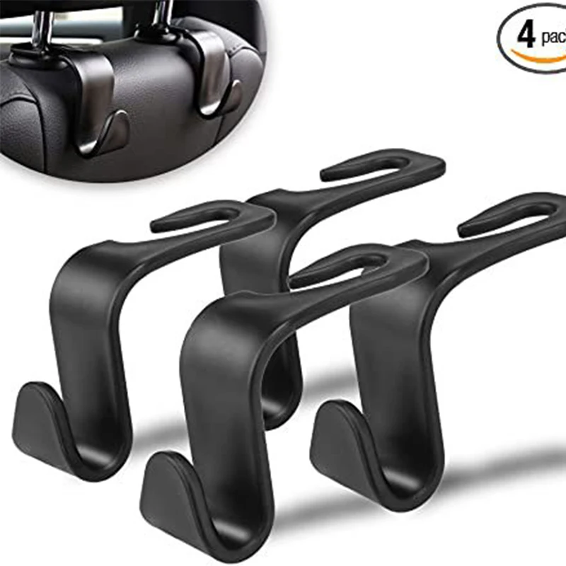 1/4pcs Car Hook Seat Back  Accessories Interior Portable Hanger Holder Multi-functional Items  Headrest Seat Back Car Hook