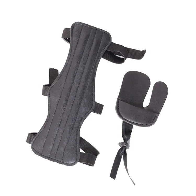 Archery Finger Tab Arm Guard Set Traditional Recurve Longbow and Arrow Hunting Shooting Leather Protector Gear Saver Set