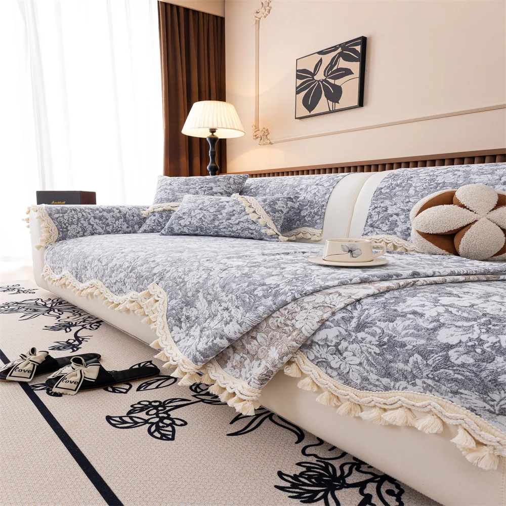 Retro Style High Weight Special-shaped Sofa Cushion 2025 New Autumn and Winter Non-slip One-piece Cushion