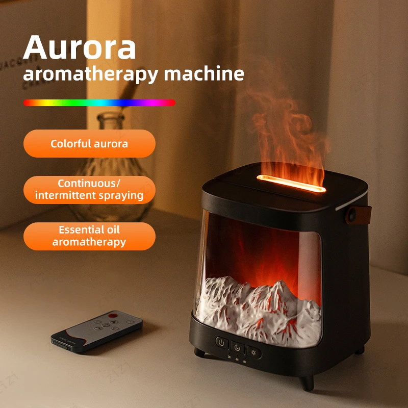 Colorful Aurora Remote Control Aromatherapy Machine Simulation Flame Essential Oil Humidification Aromatherapy Machine