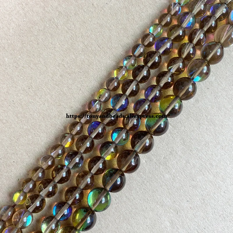 Smooth K9 Austria Crystal Synthetic Glitter Moonstone Round Loose Beads 15\