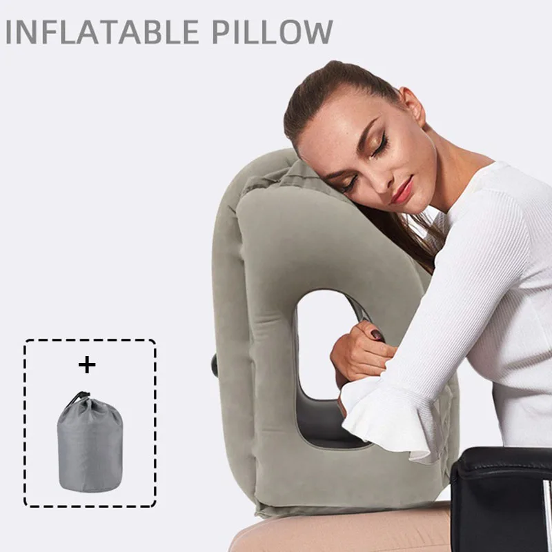 Inflatable Travel Pillow Airplane Pillow Comfortably Supports Head Chin for Airplane Plane Car Office Rest Neck Nap Pillows ﻿