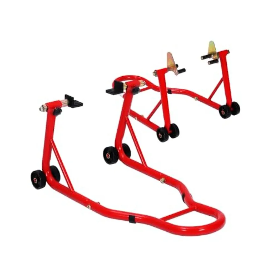 

Motorcycle Stand Front Rear Wheel Lift Combo 900 Lbs Heavy Duty Universal Paddock Stand with U+L Swingarm Spool Adapters for Ga