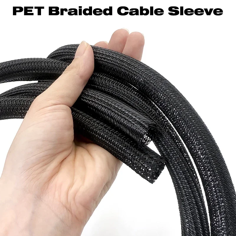 PET Self Winding Braided Sleeve ID 5~50mm Self Closed Anti Scratch Heat Dissipating Tube For Studio Recording Signal Wire Wrap