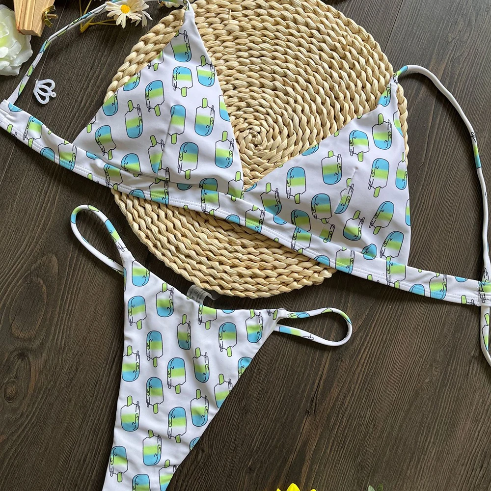 

Printing Women's Bikini Set European American Sexy Vacation Hot Springs Split Swimming Pool Triangle Women's Swimsuit Swimsuit