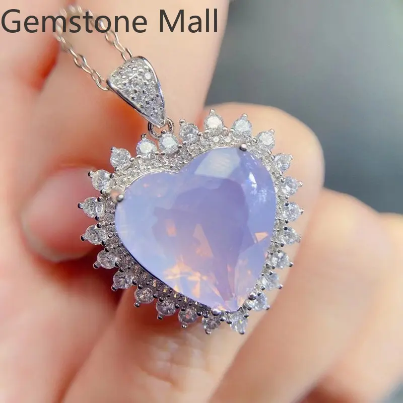 

Classic Heart Gemstone Pendant for Wedding 15mm 10ct Natural Light Purple Amethyst Necklace Pendant 925 Silver Amethyst Jewelry