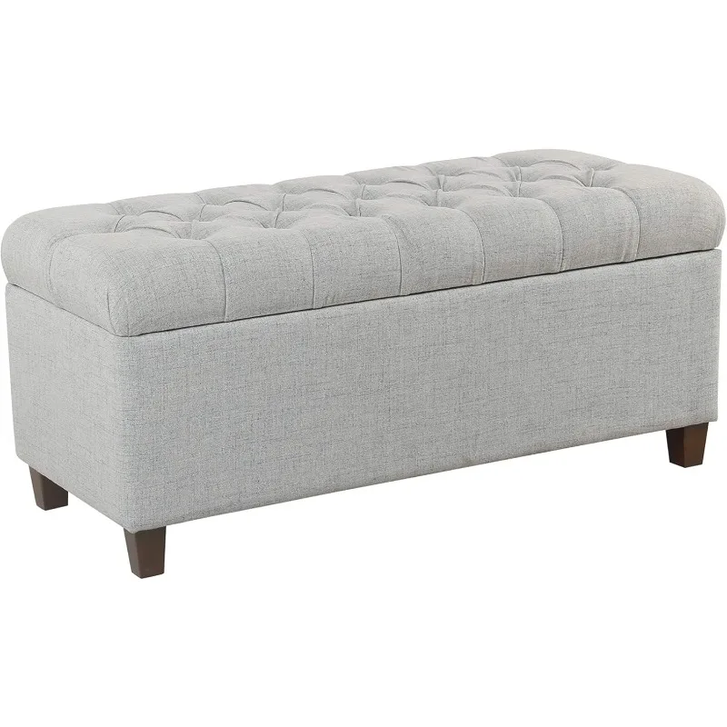 

Button Storage Ottoman with Hinged Lid, Light Blue 18x40x18 Inches