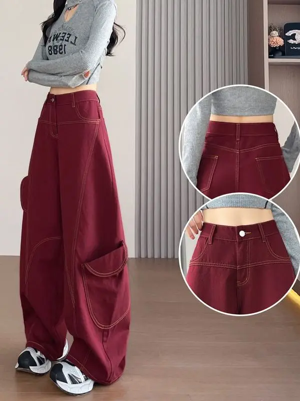 

Модные джинсы-клеш «Ангола Ред» для женщин: свободные, универсальные, стройнящие, повседневные, рабочие, джинсовые брюки, осень 2025