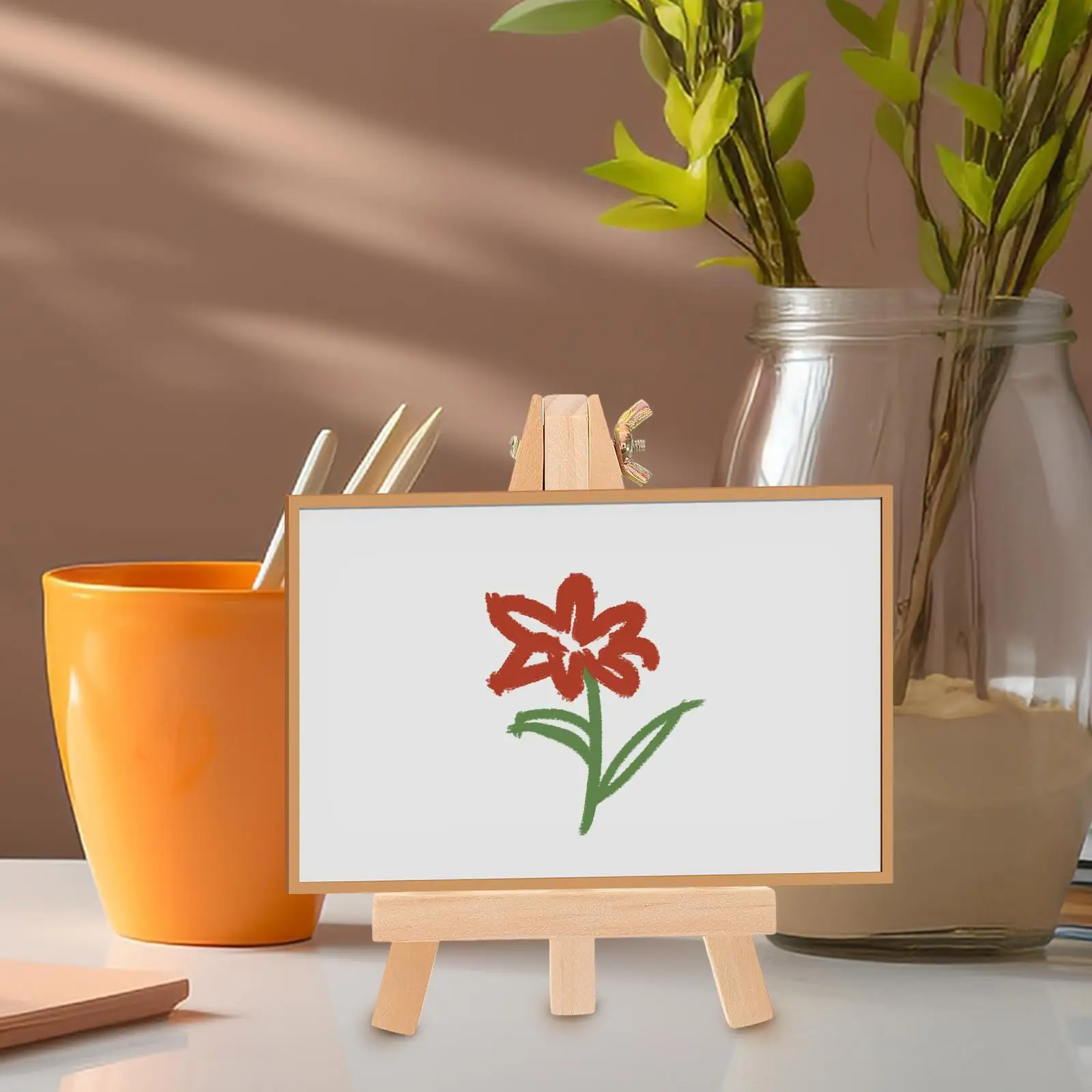 Small Easel Table Top Display Painting Photo Stand Wood Tabletop Wood Display Triangle Bracket