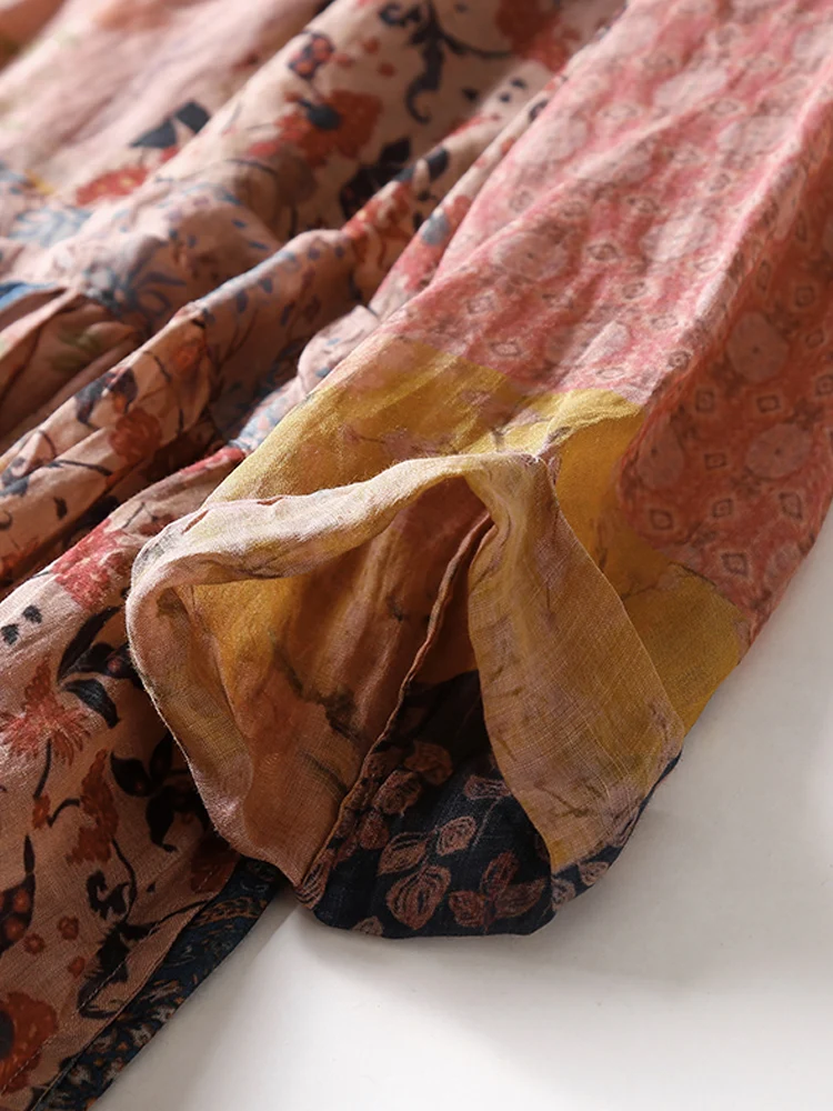 Women Bohemian Holiday Beach Sundress 2024 New Summer Oversized Vintage Literary Maxi Dresses Elegant Party Dress for Women