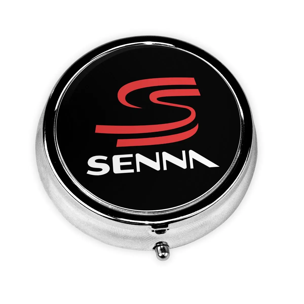 Ayrton Senna Print Pill Box 3 Compartment Portable Pill Case for Pocket Decorative Metal Medicine Container for Purse