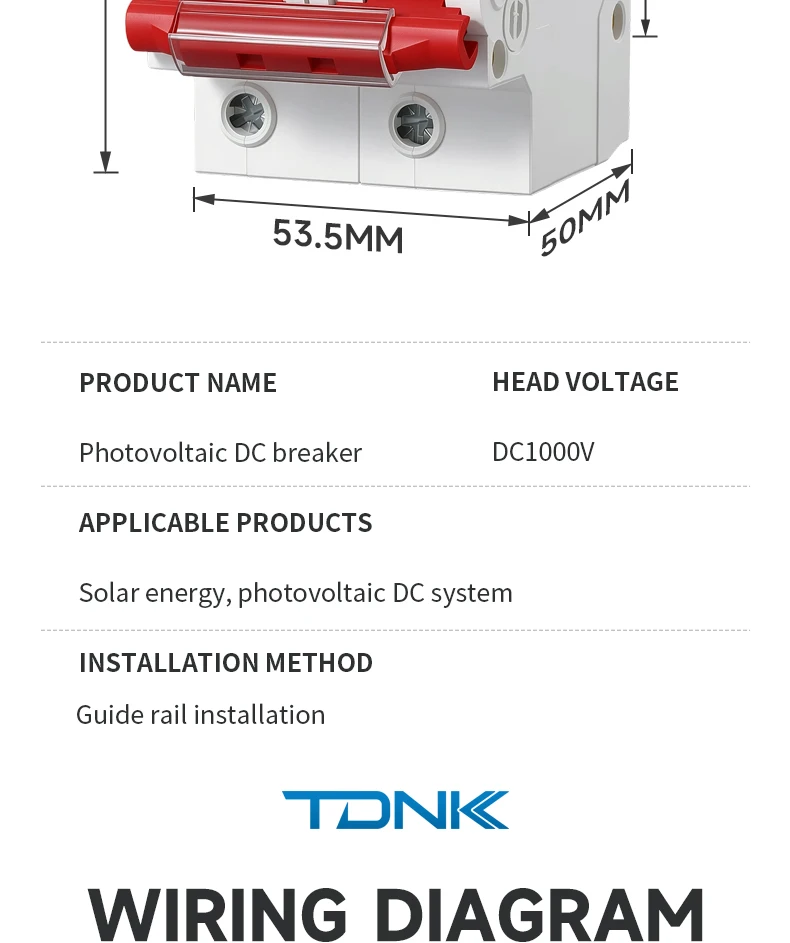 TDNK 2P DC-Leistungsschalter 80A 100A 125A 1000V für Solar-PV-Systeme, DC-Schutzschalter für Solarmodule und Photovoltaik-Anlagen – Detail 10