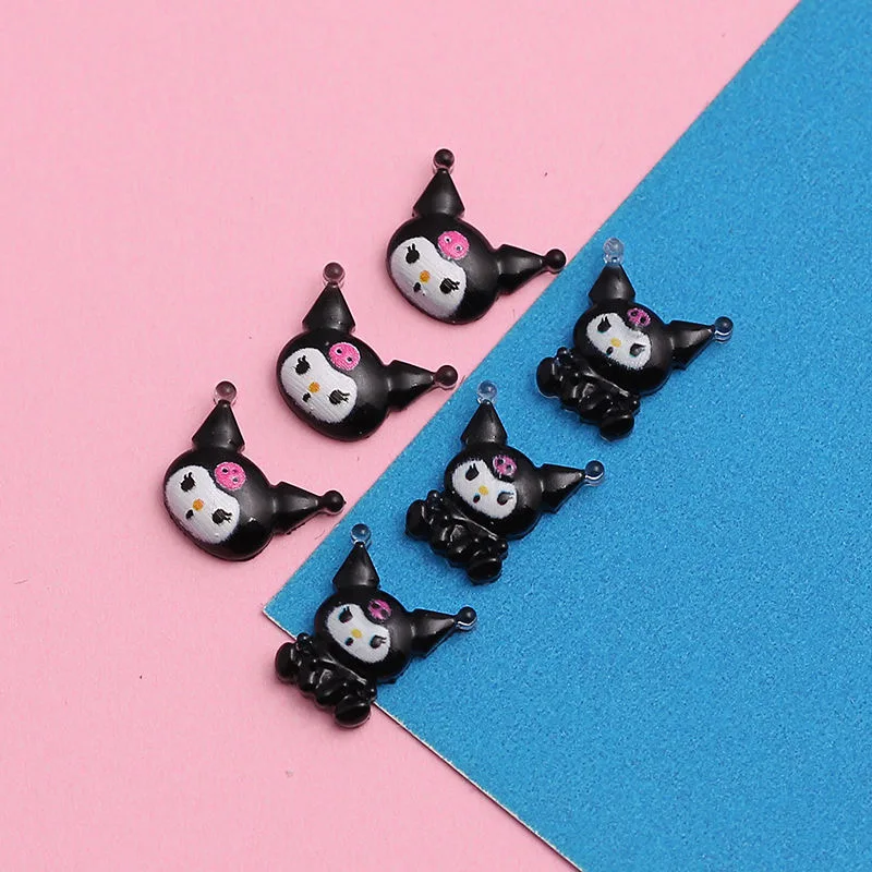 50 pz/lotto Kawaii Kuromi Nail Charms Hello Kitty Nail Art Design gemme Sanrio Craft acrilico forniture per unghie accessori strass