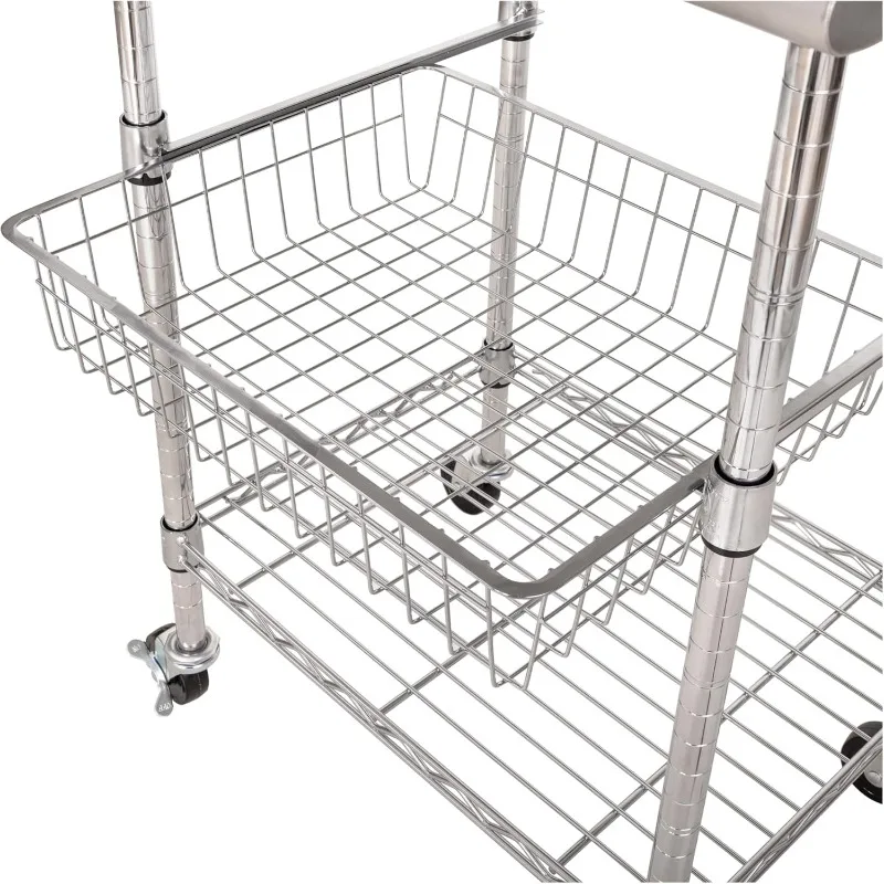 Commercial Work Table Island Utility Cart Prep Station สําหรับร้านอาหาร ห้องครัว โกดัง โรงรถ โรงแรม บ้าน