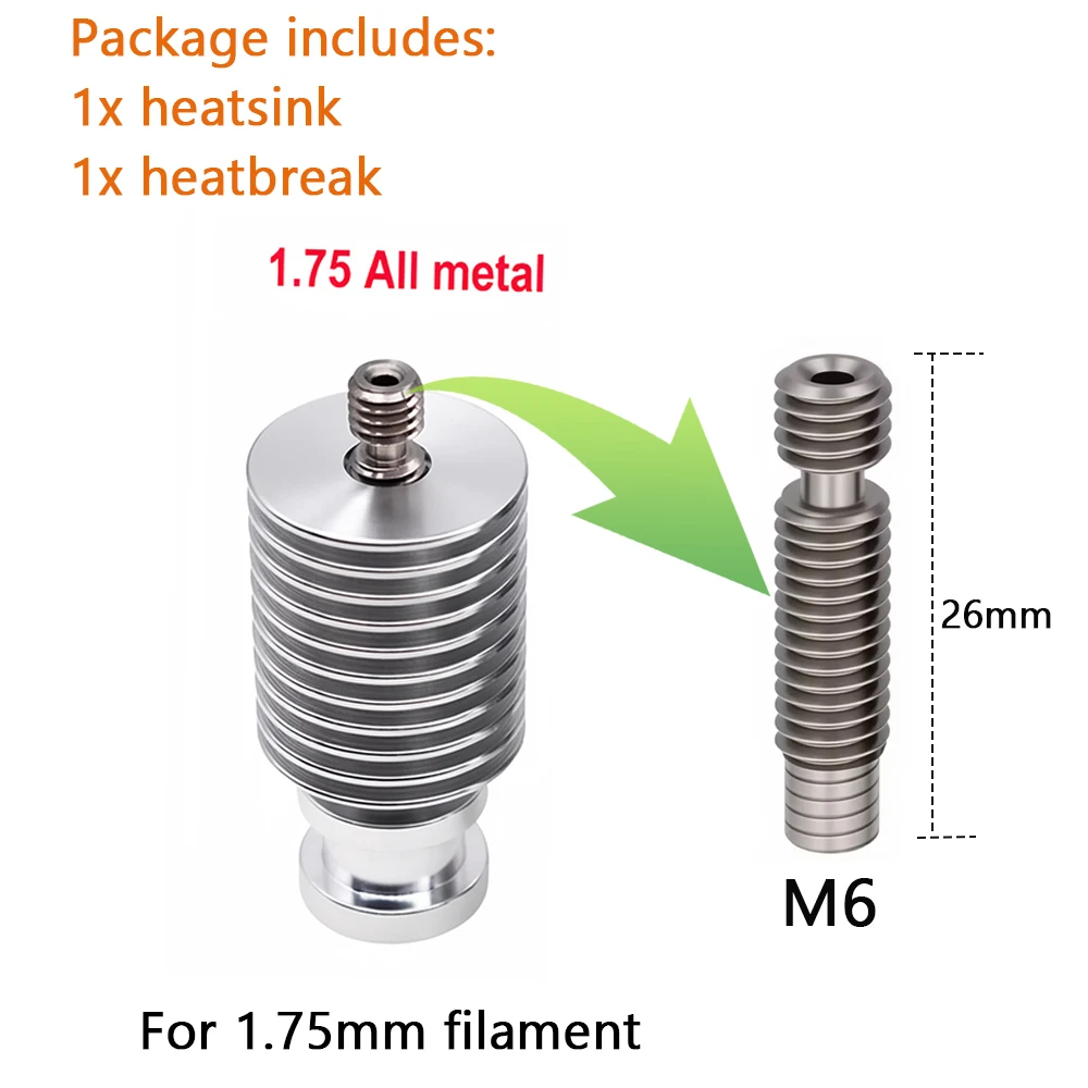 V6 Heat Sink Short Distance J-head Hotend All Metal Wade Block with Heat Break for 1.75mm 3.0mm Filament 3D Printer Parts
